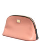 Beige Leather DG Logo Zip Around Hand Purse Pouch Wallet