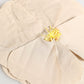Beige Floral Motif Silk Blend Poplin Fabric Pin  Brooch