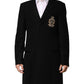 Black Heraldic Patch Single Breasted Blazer Jacket