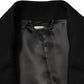 Black Heraldic Patch Single Breasted Blazer Jacket