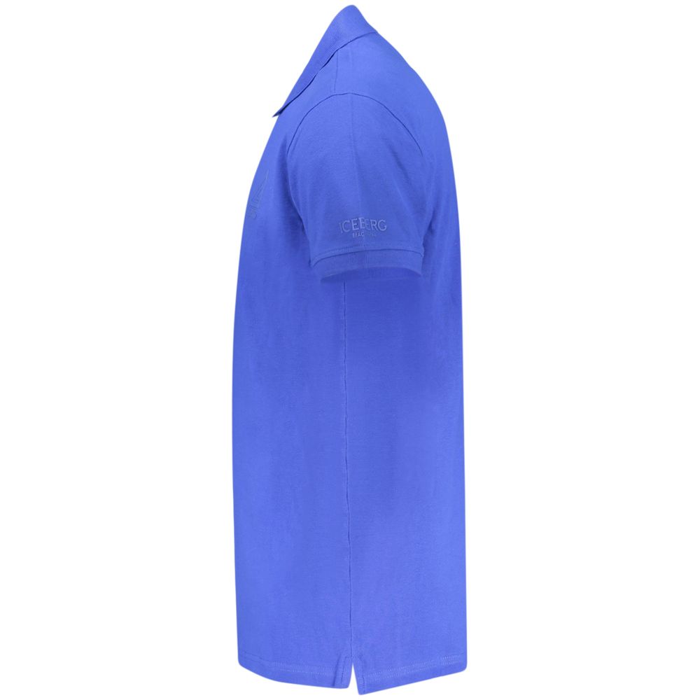 Blue Cotton Men Polo Shirt