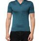 Teal Blue Silk Collared Short Sleeves Polo T-shirt