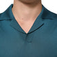 Teal Blue Silk Collared Short Sleeves Polo T-shirt