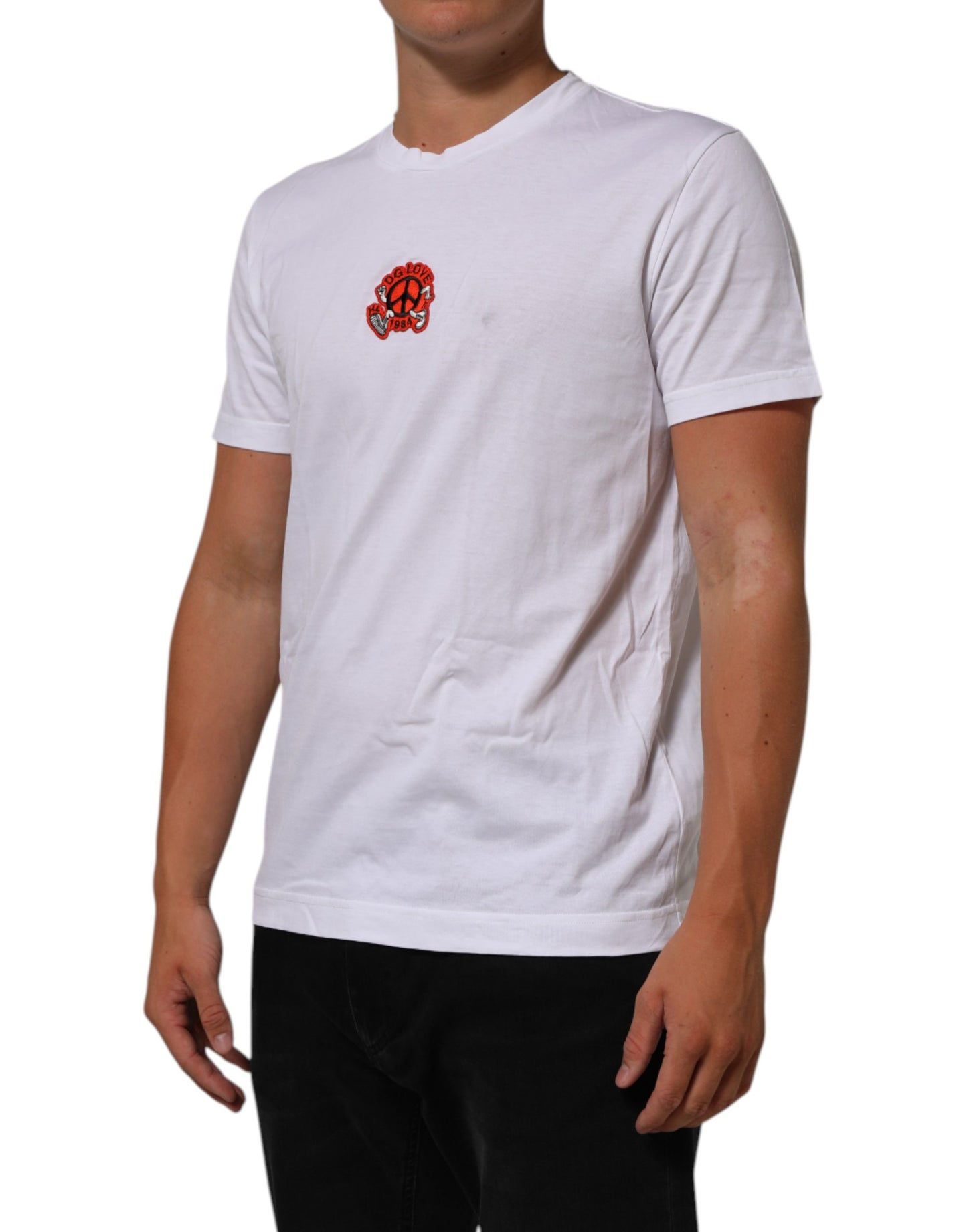 White Cotton DG Love Patch Crew Neck T-shirt