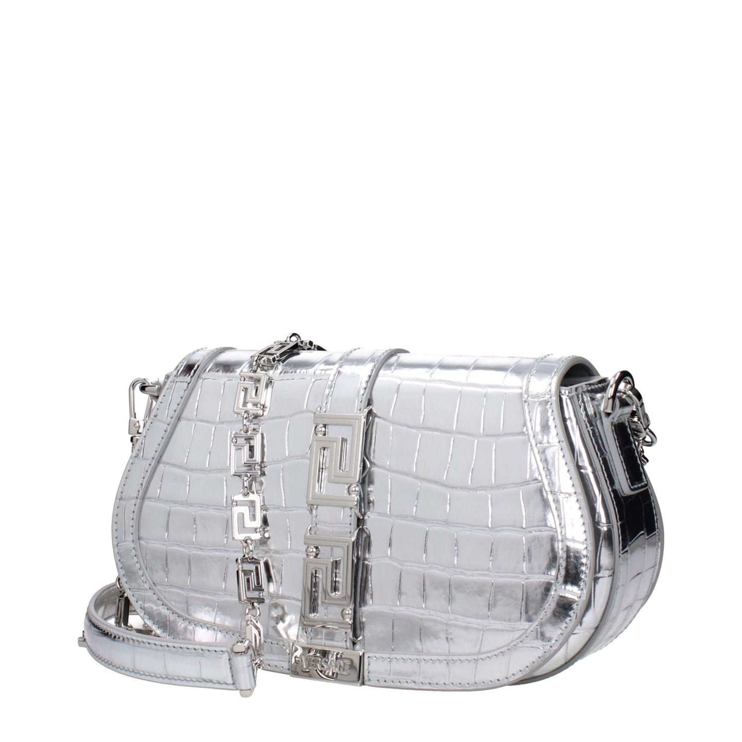 Gray Leather Shoulder Bag