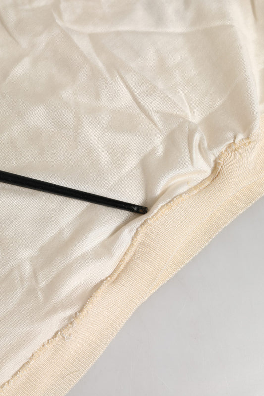 Off White Silk Henley Short Sleeves T-shirt