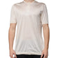 Off White Silk Henley Short Sleeves T-shirt