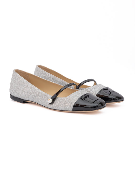 Grey Fine Glitter Elisa Flats