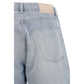Blue Cotton High-Waisted Jean