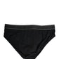 Black Cotton Logo Waistband Midi Brief Underwear