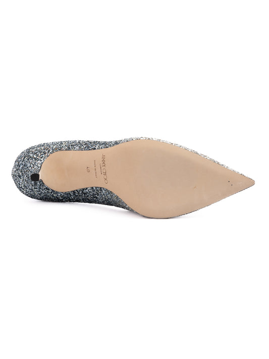 Silver Coarse Glitter Degrade Agnes Pumps