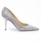 Silver Coarse Glitter Fabric Agnes Pumps