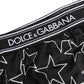 Black Stars Print Cotton Midi Brief Underwear
