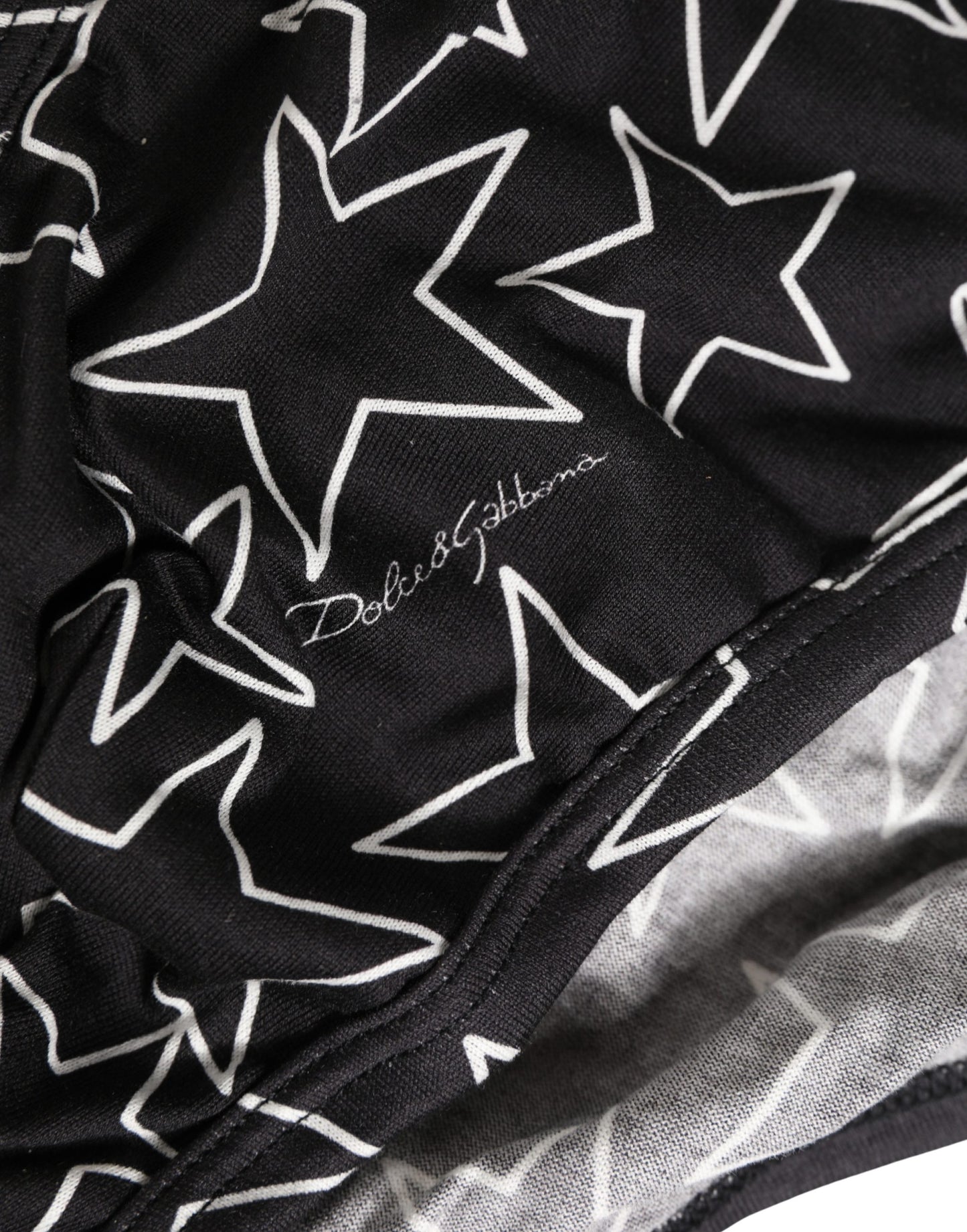 Black Stars Print Cotton Midi Brief Underwear