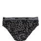 Black Stars Print Cotton Midi Brief Underwear