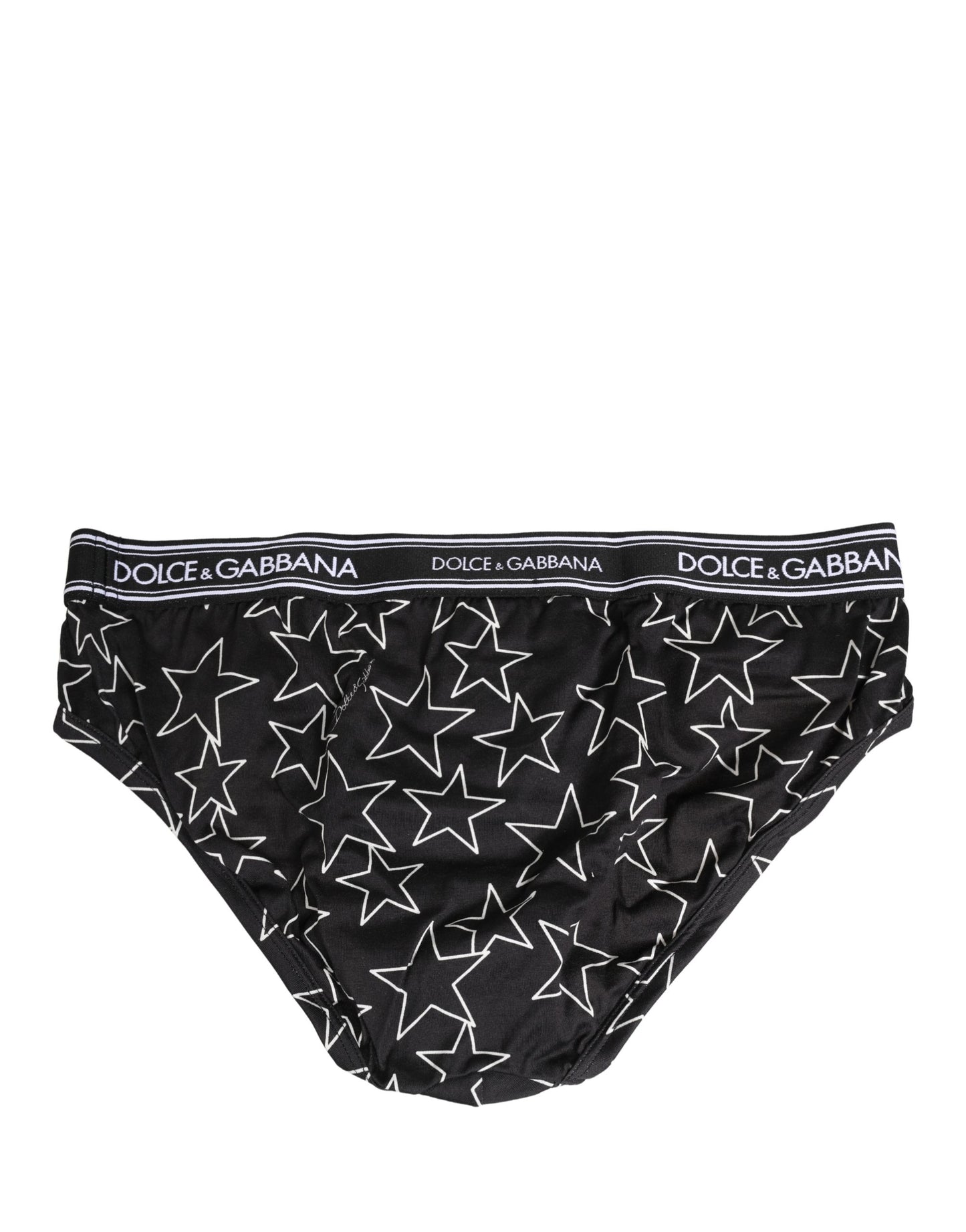 Black Stars Print Cotton Midi Brief Underwear