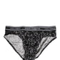 Black Stars Print Cotton Midi Brief Underwear