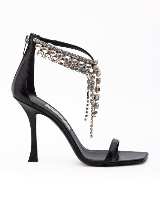 Black Leather Verity 100 Sandals