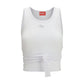 White Cotton Sleeveles T-Shirt