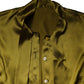 Green Satin Long Sleeve Ascot Tie Shirt Top