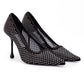 Black Mesh Satin Crystal Ixia 95 Pumps