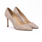 Honey Gold Shimmer Suede Crystals Romy 85 pumps
