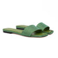 Green Satin Crystal Clovis Flat