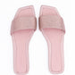 Pink Satin Crystal Clovis Flat