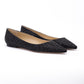 Black Coarse Glitter Fabric Alina Ballet Flat