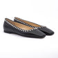 Black Leather Dome Studs Mirele Ballet Flat
