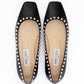 Black Leather Dome Studs Mirele Ballet Flat