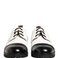 Black White Leather Derby Shoes