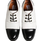 Black White Leather Derby Shoes