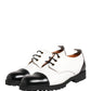 Black White Leather Derby Shoes