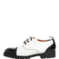 Black White Leather Derby Shoes