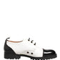 Black White Leather Derby Shoes
