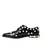 Black Leather Faux Pearl Dress Brogue Shoes