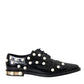 Black Leather Faux Pearl Dress Brogue Shoes