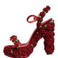 Red Rose Embellished Platform Sandals Shoes