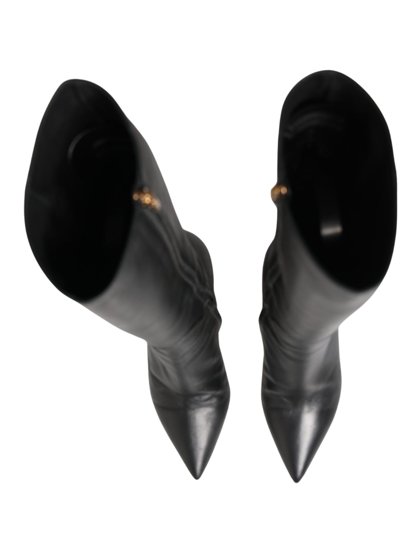 Black Leather Heels Knee High Boots Shoes