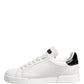 White Black Portofino Leather Sneakers Shoes