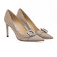 Taupe Grey Patent Leather Chery 85 Pumps