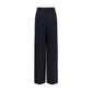 Blue Viscose Casual Pants