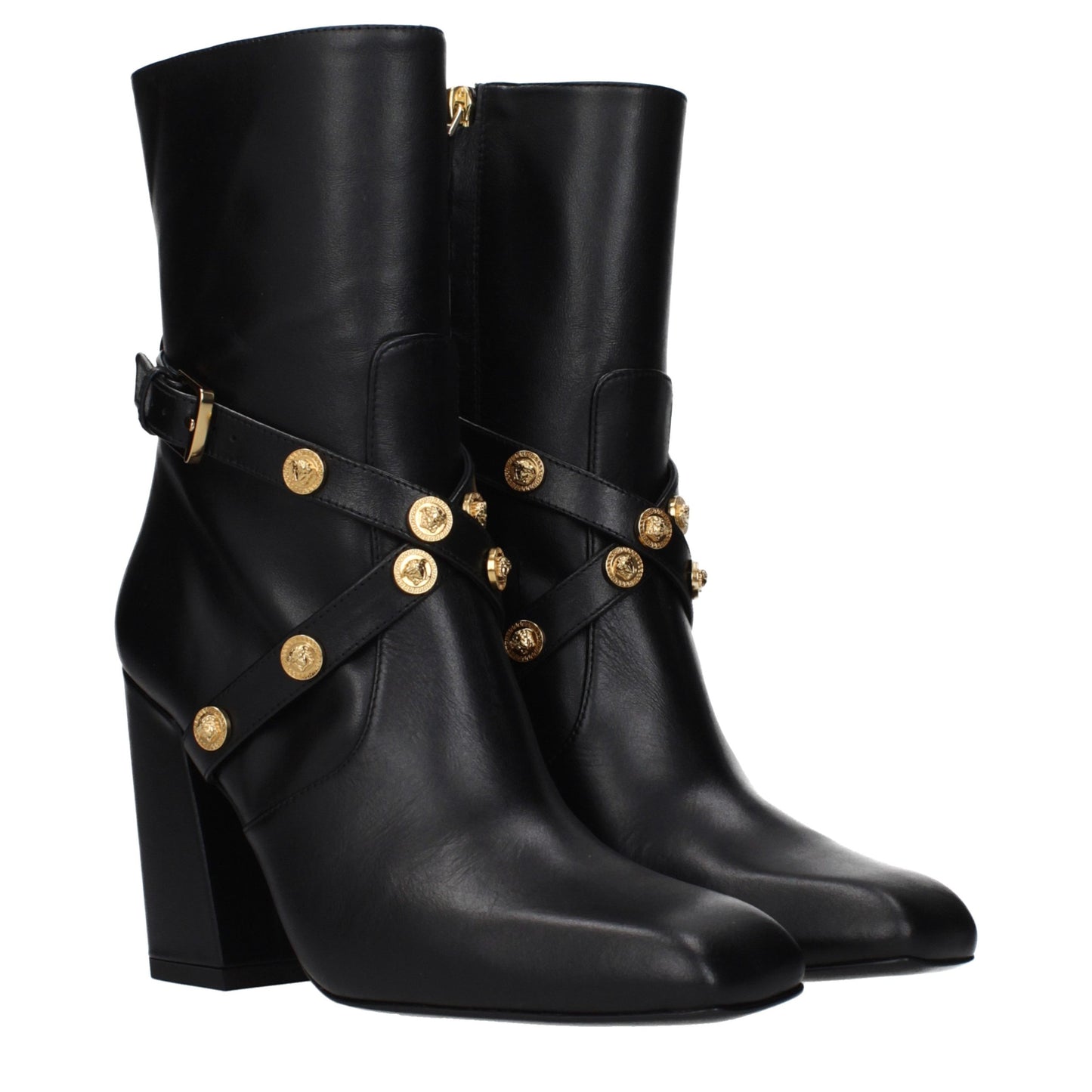 Black Leather Ankle Boots