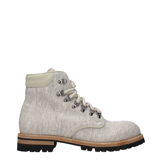 Beige Fabric Ankle Boots