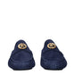 Blue Leather Slip-On Loafers