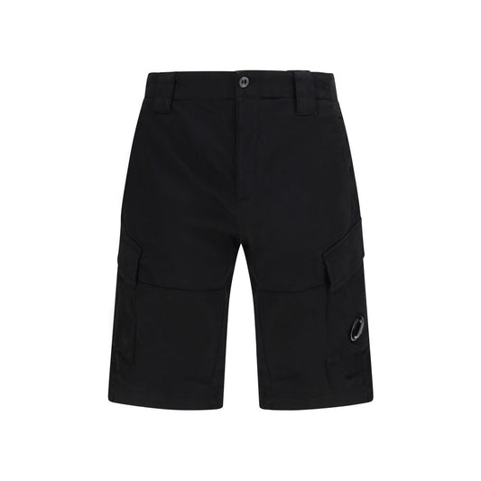 Black Cotton Bermuda Shorts