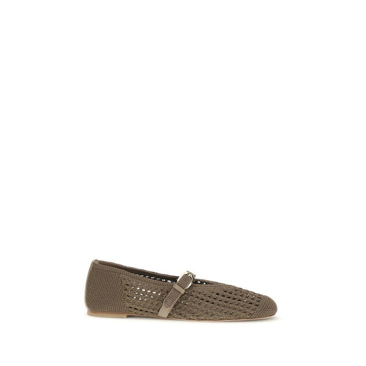 Beige Fabric Ballet Flats