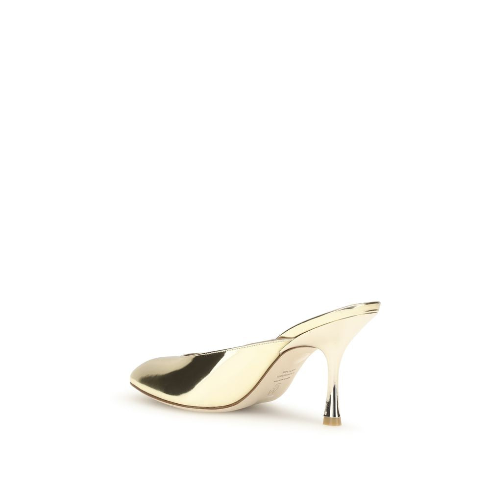 Silver Calf Leather Bos Taurus Mules