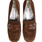Brown Suede Block Heels Slip On Loafers Shoes